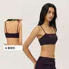 Top de yoga transfronteiriço para mulheres com bojo, alças finas, lindo design nas costas, sutiã de ginástica, tomara-que-caia liso, top esportivo