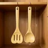 Nueva Cuchara de Bambú en Forma de Corazón Espátula de Bambú Mango Largo Sartén Antiadherente Espátula para Saltear Suministros de Cocina para el Hogar Cuchara para Mezclar Ensaladas