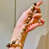 Collar de Cadena para Clavícula de 10 mm Estilo Maillard Otoño e Invierno Piedra Ojo de Tigre Natural Fina Perla de Imitación Autenticidad Garantizada y Reinspección