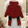 Conjunto de Año Nuevo para Bebé Niña Suéter Rojo Estilo Nuevo 2025 Top de Punto y Leggings Forrados de Polar Conjunto de Dos Piezas para Niña