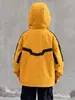 Chaqueta con capucha de bloques de color para niño, estilo primavera y otoño, marca de moda, chaqueta holgada para niños mayores, top de moda estilo workwear para otoño