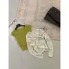 MZI STUDIO Estilo Retro Coreano de Principios de Otoño Camisa Base Transparente de Manga Larga con Lunares Versátil Ajustada Dobladillo Rizado Z332