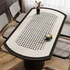 Mantel Individual Oval para Mesa de Comedor Estilo Francés, Impermeable, Resistente al Aceite, No Lavable, Blanco y Negro, Estilo Simple, Lujo Ligero, Sensación de Alta Gama, Mantel Redondo