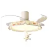 Lámpara Ventilador para Habitación Infantil, Lámpara Ventilador de Techo Invisible Protectora de Ojos, Lámpara Ventilador de Techo para Comedor del Hogar, Lámpara Ventilador de Habitación Estilo Crema