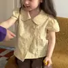 Nuevo Estilo 2026 Camisa de Muñeca Francesa para Niñas, Manga Corta, Camisa de Verano con Lunares para Niños, Conjunto Versátil de Dos Piezas con Shorts
