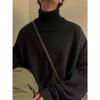 Suéter Retrô Estilo Hong Kong de Inverno Masculino e Feminino Par Casal Solto Espessado Gola Alta Suéter Básico Jaqueta Versátil