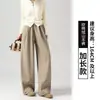 Pantalones de pana marrones para mujer 2026 Nuevos Otoño Invierno Con terciopelo extra Pantalones casuales Cintura alta Holgados Caída Pantalones de pierna ancha