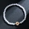 Pulsera Elástica para Mujer Nueva Moda Elegante de Primavera con Perlas de Imitación y Zirconia con Letras