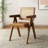 Cadeira de vime trançado nórdico varanda madeira maciça cadeira de jantar encosto casa lazer simples cadeira de vime pousada Chandigar metal