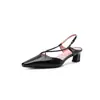 Sandalias de Punta Fina Estilo Francés con Tiras Cruzadas y Punta Cerrada para Mujer, Tacón Bajo, Talón Abierto, Nuevo Modelo 2026, Piel de Vaca de Primera Capa, Zapatos Casuales Sencillos