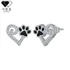 Pendientes Transfronterizos de Plata de Ley S925 con Huella de Pata de Mascota en Forma de Corazón para Mujer, Pendientes de Lujo Ligero de Nicho de Gama Alta, Exquisitos y Modernos Accesorios para Orejas