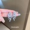 Pendientes de borla de hoja de circón con aguja de plata, pendientes de viento rojo de red de alto sentido, diseño personalizado, pendientes de lujo franceses al por mayor