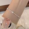 Pulseira Irregular de Pérolas Artificiais Estilo Nicho para Mulheres, Camada Dupla de Estrelas e Fragmentos Prateados, Estilo Minimalista, Acessório Versátil