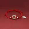 Pulsera de Hilo Rojo con Hebilla de Paz de Jade Hetiano Natural para Mujer, Plata Pura Atrae Riqueza y Fortuna, Pulsera de Pareja de Plata Pura, Regalo para Mejores Amigas