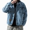 Casaco jeans grosso forrado de lã estilo americano retrô masculino, jaqueta de trabalho casual solta e elegante para outono e inverno