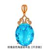Pingente Grande de Pedra Nua Estilo Coreano Pingente de Topázio Azul Celeste Colar Banhado a Ouro Branco 18K Colar com Pingente de Pedra Colorida Feminino