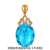 Colar Pingente Kawei Elegante Pedra Natural Grande Topázio Azul Céu Banhado a Ouro Branco 18K Corrente com Pingente de Pedra Colorida para Mulheres