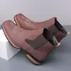 Botas Bordadas Masculinas Slip On Botas de Cano Curto com