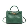 Bolso de Mano Tejido para Mujer 2025 Nuevo Gran Capacidad Versátil Bolso de Hombro Cruzado Debajo del Brazo Retro Mate
