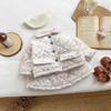 Conjunto de inverno para bebês meninas, estilo ocidental, jaqueta pequena de algodão floral, casaco acolchoado de algodão, saia quente e espessa, conjunto de duas peças