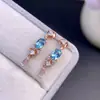 Aretes de Apatita Natural de Alta Claridad e Intenso Color, Piedra Suelta 4*6mm, Plata de Ley S925, Finamente Elaborados, Venta Directa del Fabricante