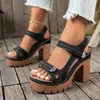 Sandalias de cuña para mujer estilo europeo y americano 2026 con velcro, nuevas sandalias de una tira con plataforma gruesa transfronterizas para mujer en tallas grandes