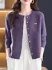 Jaqueta de Tricô para Mãe de Meia-Idade Outono e Inverno 2025 Cardigan Suéter Solto Fashion Tamanho Grande Manga Longa para Mulheres
