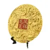 Novos Enfeites Auspiciosos de Dragão e Fênix em Relevo Dourado Areia com Placa Redonda de Bênçãos Enfeites de Decoração de Mesa de Escritório Presentes de Inauguração