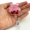 Porta credencial retráctil más vendido de Amazon con diseño de cereza brillante, Porta credencial de identificación impreso con UV, Clip para gafete médico