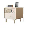Mesita de noche de madera maciza, mueble de dormitorio color crema, pequeño armario de almacenamiento para mesita de noche tapizado suave, nuevo modelo 2023, estilo moderno simple de alta gama
