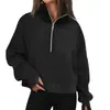 Sudadera deportiva unisex de otoño e invierno 2026, transfronteriza europea y americana, con medio cierre, bolsillo, cuello alto de forro polar, cómoda y casual, manga larga