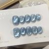 Haiyan uñas postizas para llevar en la mano punto de ola ojo de gato temperamento luz blanca terapia arte de uñas terminado al por mayor uña postiza parche de arte de uñas