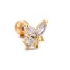 Aretes de cartílago con circonitas micro-pavé transfronterizas, diseño dulce y cool, sexy, geométrico, de acero de titanio, súper brillantes