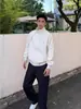 Chaqueta de vuelo blanca deconstruida estilo americano para hombre, cortavientos con cuello alto para exteriores de otoño, chaqueta funcional de trabajo de marca moderna