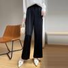 Ropa de Mujer Transfronteriza 2025 Verano Nuevo Pantalones de Pierna Ancha para Mujer Flor Oscura Adelgazantes Versátiles Delgados Frescos Rectos Largos
