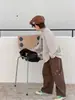Pantalones de trabajo Aimobebe para niños, pantalones rectos de algodón lavado con retazos para niños, talla mediana a grande, con puños ajustables, pantalones largos casuales