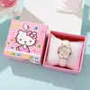Comércio Exterior Mais Vendido Ouro Rosa Cravejado de Diamantes Pulseira de Couro Relógio para Alunos do Ensino Médio Feminino Sanrio Relógio de Quartzo Atacado Spot Transfronteiriço