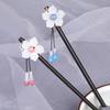 Placa de grampo de cabelo antigo Grampo de cabelo de madeira Vintage Hairpin Tassel Passo a passo Grampo de cabelo clássico Cheongsam Acessórios Hanfu Acessórios de cabelo para mulheres