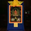 Buda Yuanhui Buda de la Longevidad Buda Buda Estatua de Buda Thangka Pintura Colgante Xizang Bronce Dorado Estucado Mural del Salón de Buda Tarjeta Negra Buda de la Longevidad Tres Estatuas