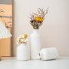 Conjunto de Três Peças de Vasos Cerâmicos Estilo Ins para Flores Secas, Adequado para Decoração de Sala de Estar e Mesa de Jantar, com um Toque de Luxo Leve e de Alta Qualidade