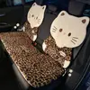 Almofada de Assento de Carro Desenho Animado Fofo de Inverno Recheada Anti-Congelamento Capa de Assento de Carro Estampa de Leopardo Gato