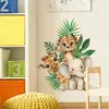 Brup Adesivos de Parede Animais da Selva em Aquarela Guepardo Girafa Elefante Adesivos de Decoração de Parede para Quarto de Crianças Br5435Q