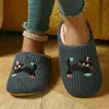 Pantuflas de Algodón para Interiores con Diseño de Perro Salchicha de Dibujos Animados, Engrosadas para Otoño e Invierno, Puntera Cerrada, Cálidas, Zapatos de Felpa Casuales para el Hogar