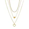 Collar de moda multicapa transfronterizo europeo y americano más vendido, collar con colgante de doble corazón elegante y único para mujer, venta al por mayor