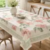 Toalha de mesa floral pastoral fresca e simples, retangular, à prova d'água e à prova de óleo, para uso doméstico, capa floral para mesa de centro estilo ins