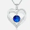 Collar Más Vendido Transfronterizo de Amazon Estilo Europeo y Americano Oro Rosa Forma de Corazón Colgante de Piedra Natal Doce Colgante Personalizado