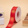 Cinta Roja de Boda Estampada en Caliente de 2.5cm con Palabras Felices Correa Roja Grande Cinta para Acolchado Atada Cinta para Empaquetar Cajas de Regalo