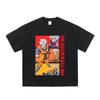 Camiseta de Manga Curta de Algodão Puro Pesado Retrô High Street Europeia e Americana Estampada Vintage Lavada Desgastada Top de Meia Manga Masculina Transfronteiriça