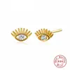 Brincos de Prata Esterlina S925 em Formato de Olho Cravejados com Diamantes, Fornecimento Transfronteiriço, Brincos Totalmente Vazados, Brincos de Pérola Atacado