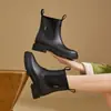 Zapatos de Lluvia de Moda Transfronterizos para Mujer Chelsea Combinan con Todo Suela Suave Zapatos de Goma Nuevos Marrones Cómodos Zapatos de Agua para Lavar el Coche Mujer